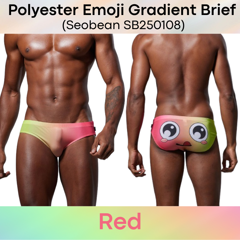 Men's Brief: Emoji Gradient Cartoon Brief Underwear (SB250108)