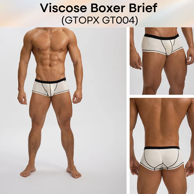 Men's Boxer: Viscose Low Rise Boxer Brief with Contour Lines (GT004)
