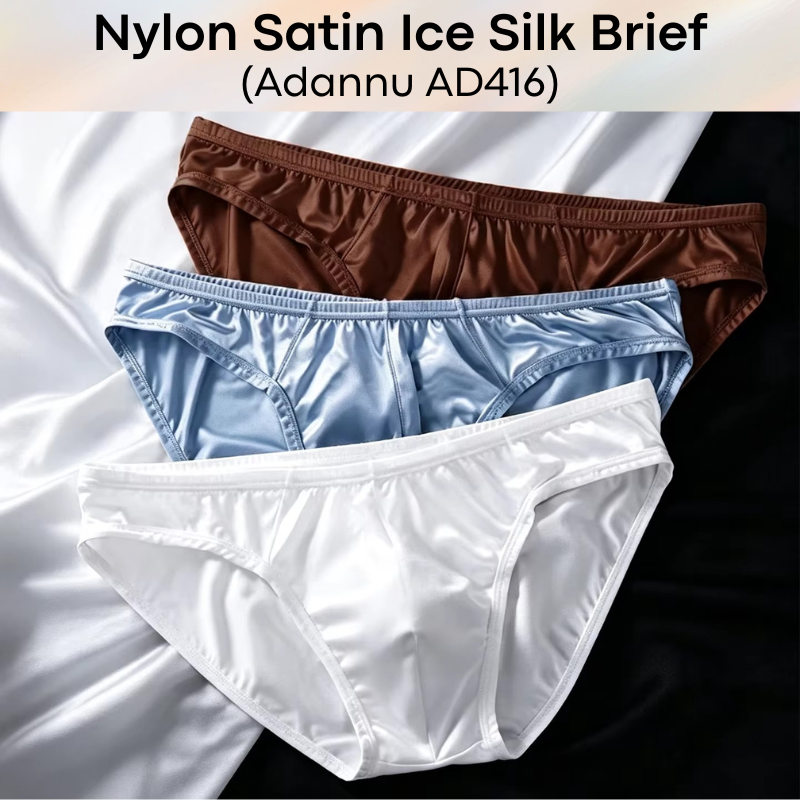 Men's Brief: Nylon Satin Ice Silk Brief Underwear (AD416)