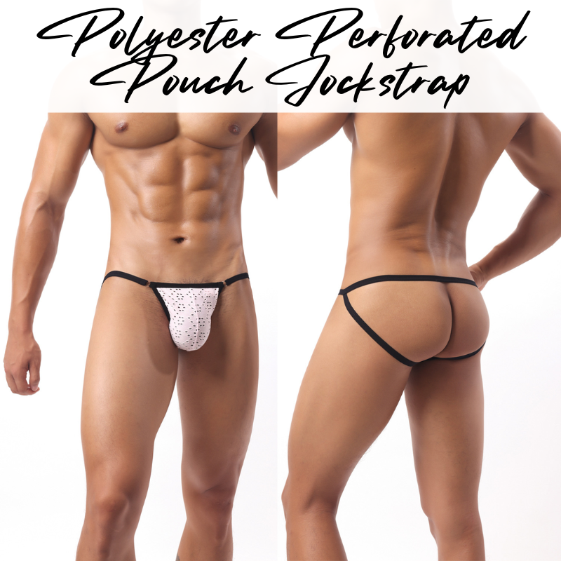 Men's Jockstrap: Polyester Perforated Pouch Slim Band Jockstrap (B649)