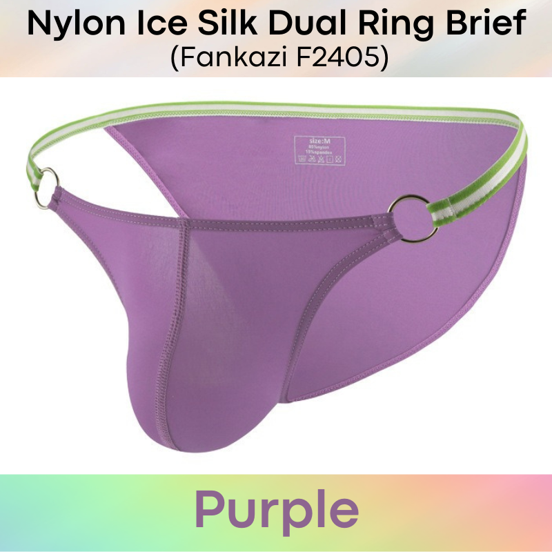Men's Brief : 2 Ring Accessory Ice Silk Underwear (Fankazi F2405)
