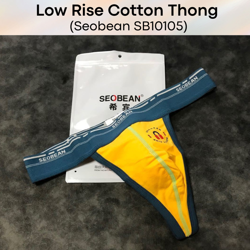 Men's Thong: Cotton Low Rise T Back Thong Underwear (SB10105)