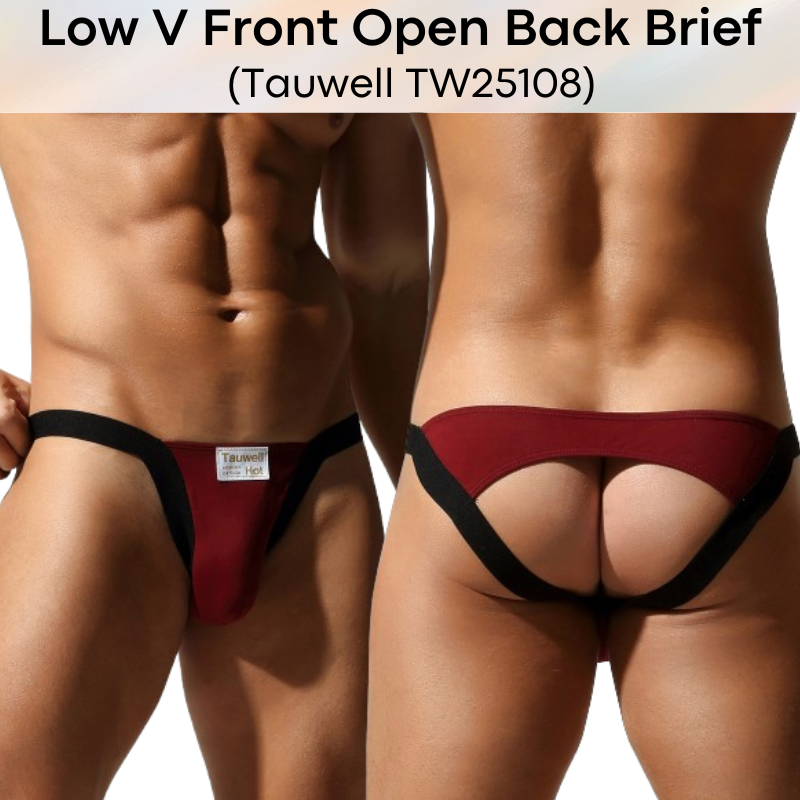 Men's Brief: Cotton Open Back Brief with Low V Front Underwear (TW25108)