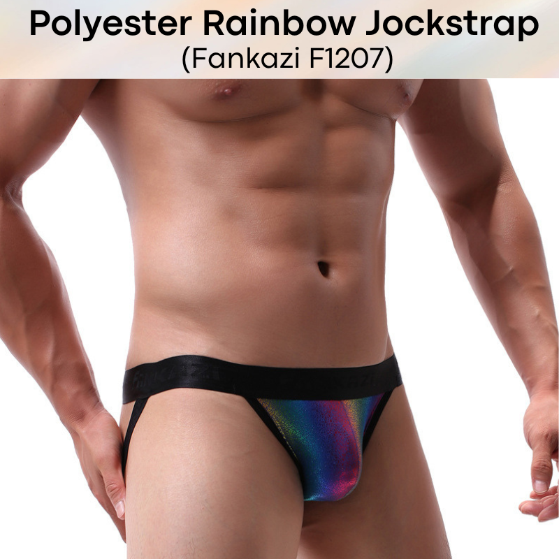 Men's Jockstrap: Polyester Rainbow Jockstrap Underwear (F1207)