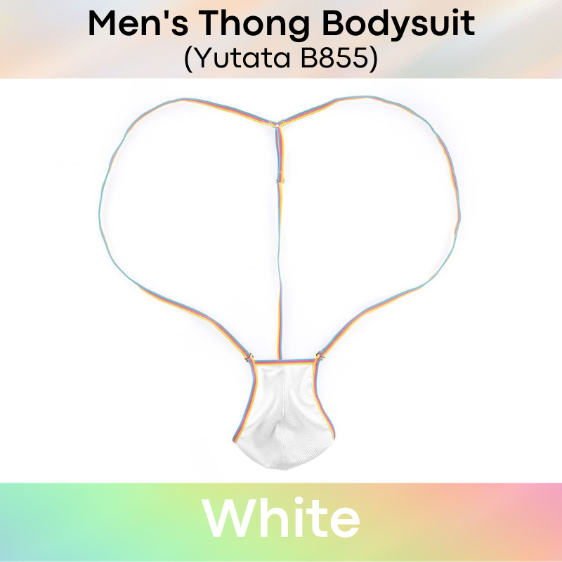 Men's Bodysuit : Thong with Rainbow Band Bodysuit (Yutata B855)