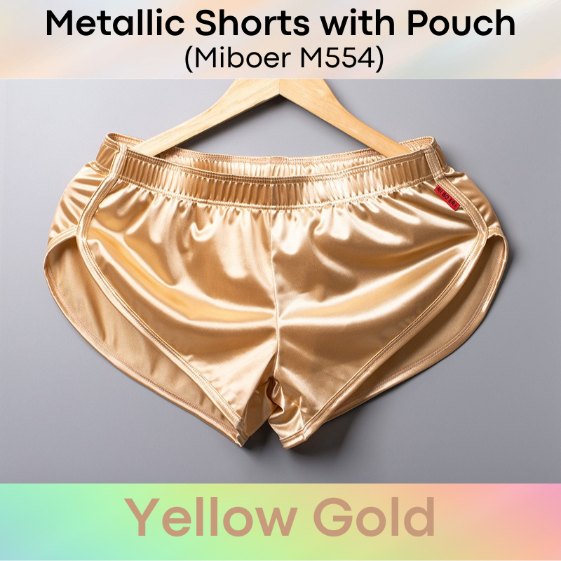 Men's Shorts : Polyester Metallic Smooth Shorts with Inner Front Pouch Lining (Miboer M554)