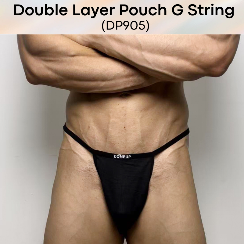 Mens GString: Polyester Double Layer Large Front Pouch GString Underwear (DP905)