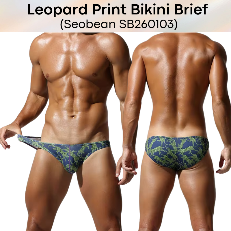 Men's Brief: Leopard Print Low Rise Bikini Brief (SB260103)