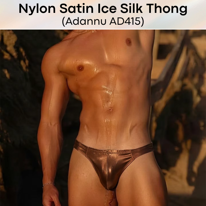Men's Thong: Nylon Satin Ice Silk Thong Underwear (AD415)