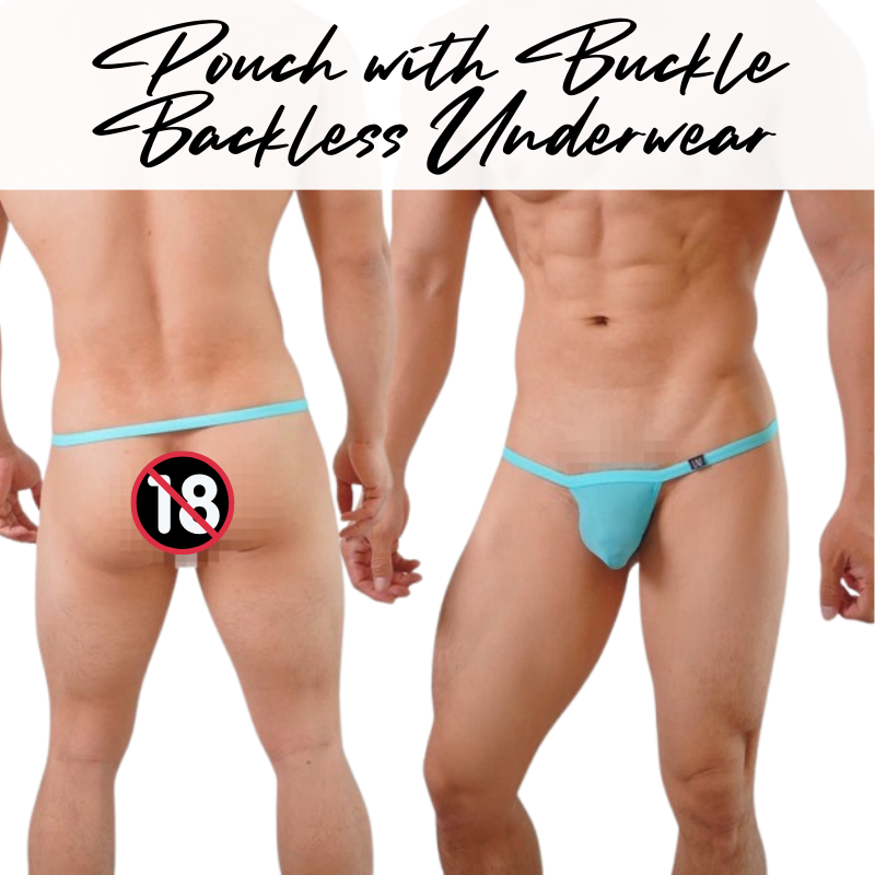 Men's GString: Nylon Ice Silk Pouch with Groin Buckle Backless Freedom Underwear (UM0500)