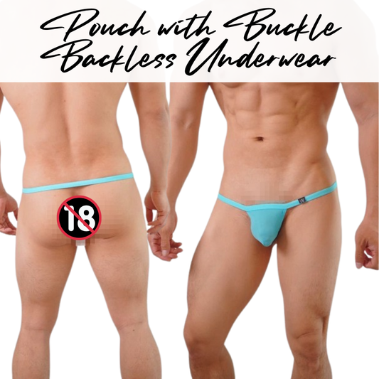 Men's GString: Nylon Ice Silk Pouch with Groin Buckle Backless Freedom Underwear (UM0500)