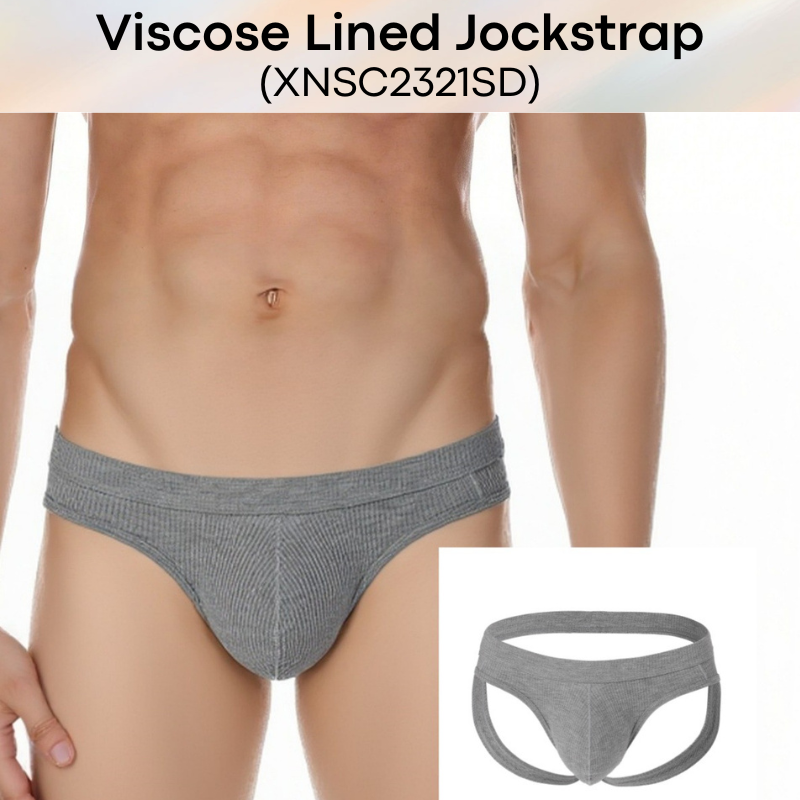 Men's Jockstrap: Viscose Line Pattern Jockstrap (XNSC2321SD)