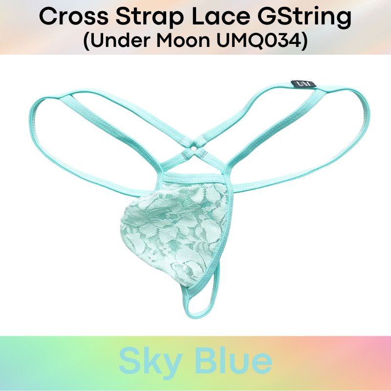 Men's GString: Nylon Sheer Lace 3D Convex Pouch Low Waist GString Underwear (UMQ034)