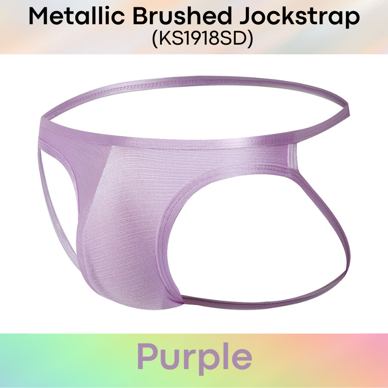 Men's Jockstrap: Polyester Metallic Brushed Look Jockstrap with Large 3D Pouch (KS1918SD)