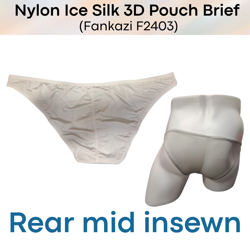 Men's Brief: Nylon Ice Silk Brief with 3D Pouch and Rear Mid Insewn (F2403)