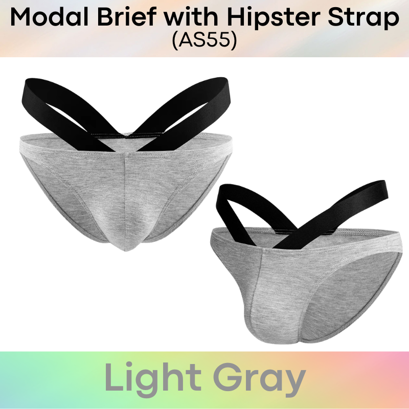 Men's Brief: Modal Bikini Brief with Hip V Strap Underwear (AS55)