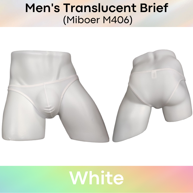 Men's Brief : Translucent Low Waist Ice Silk Brief Underwear (Miboer M406)