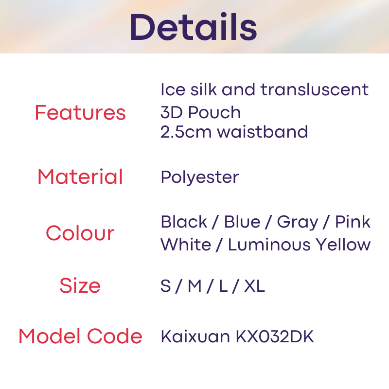 Men's Thong: Polyester Ice Silk Soft and Thin Thong Underwear (KX032DK)