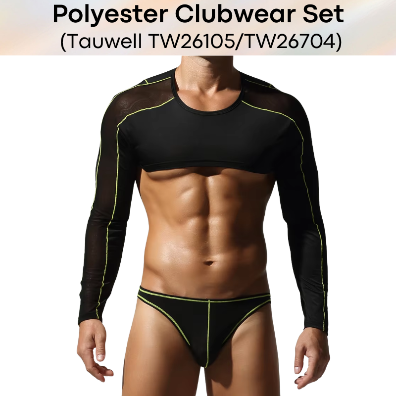 Lifestyle: Men's Polyester Cropped Top and Brief Underwear Clubwear Set (TW26704/TW26105)