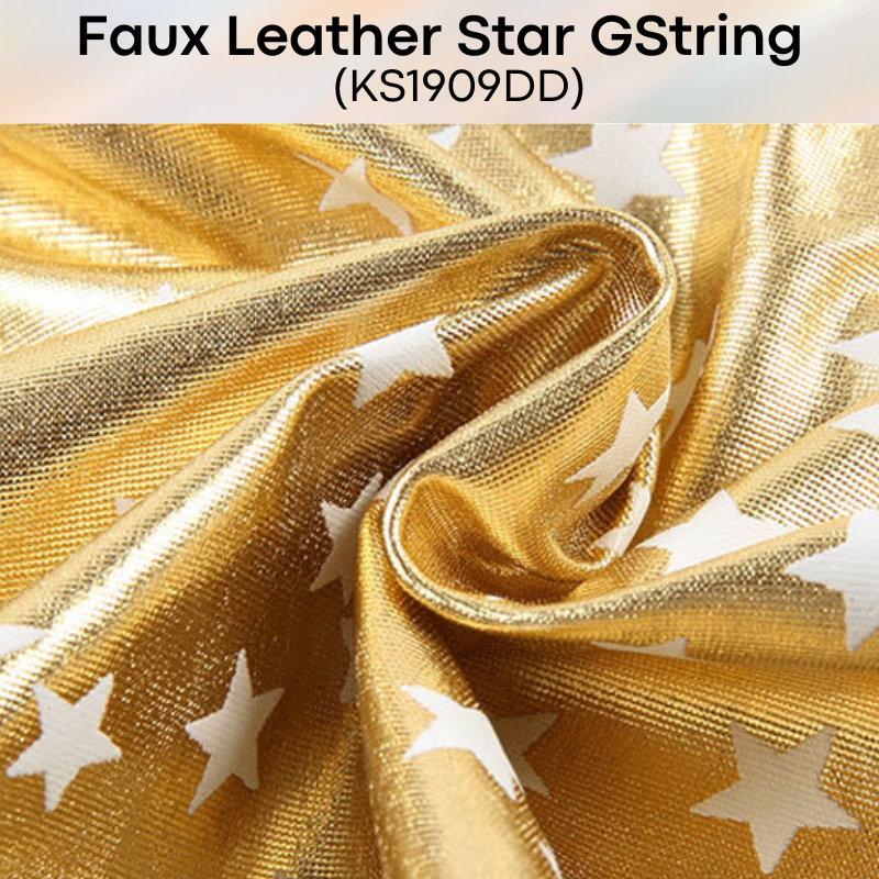 Men's GString: Polyester Faux Leather Star Print Design GString Underwear (KS1909DD)