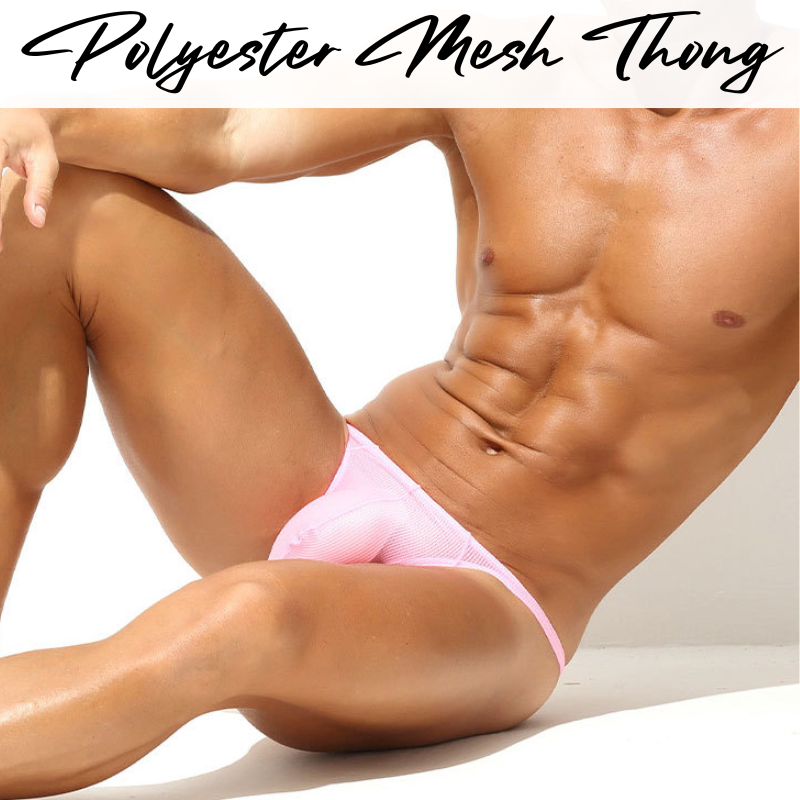 Men's Thong: Polyester Mesh Thong Underwear (KS1955XD)