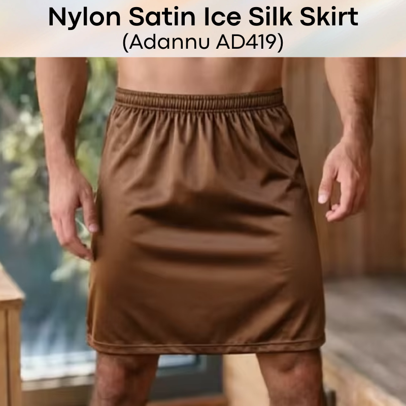 Men's Loungewear: Nylon Satin Ice Silk Home Man Skirt (AD419)