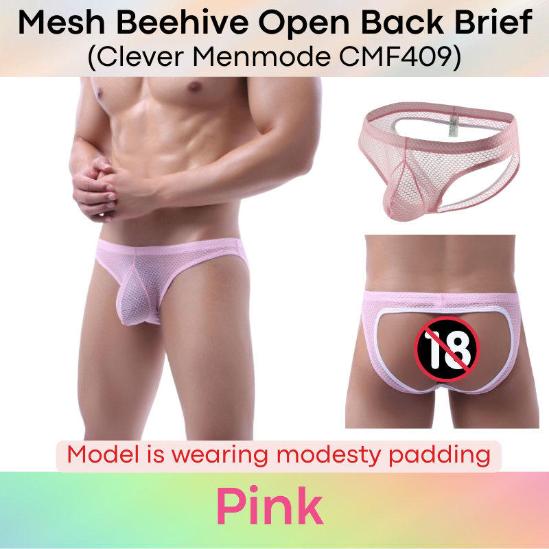 Men's Brief: Polyester Mesh Beehive Open Back Brief (CMF409)