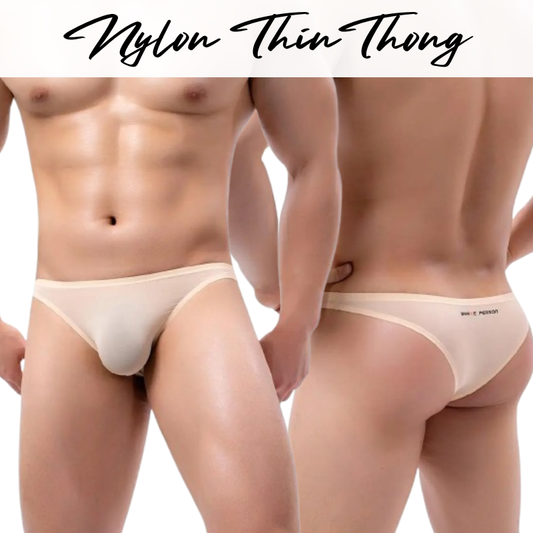 Men's Thong: Nylon Wide Front Close to Skin Thong Underwear (BP1191)