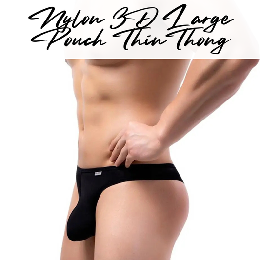 Men's Thong: Nylon 3D Large Pouch Soft and Thin Thong Underwear (BP1190)