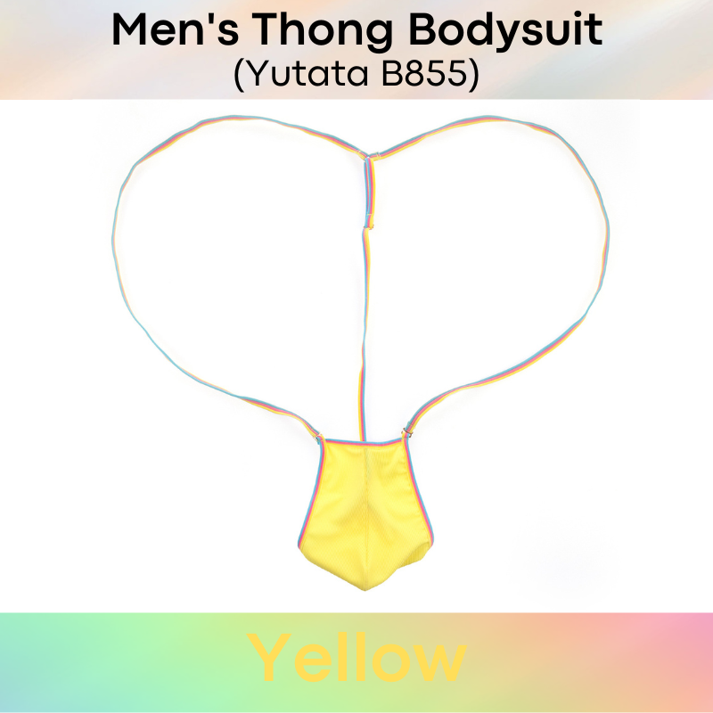 Men's Bodysuit : Thong with Rainbow Band Bodysuit (Yutata B855)