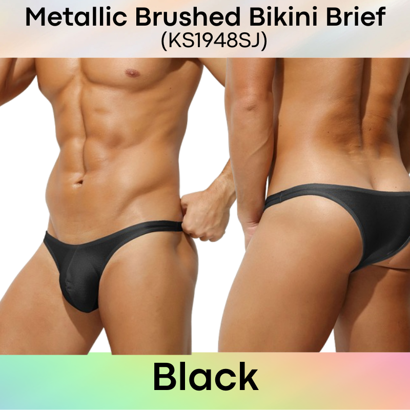 Men's Brief: Polyester Metallic Brushed Bikini Brief with 3D Pouch (KS1948SJ)