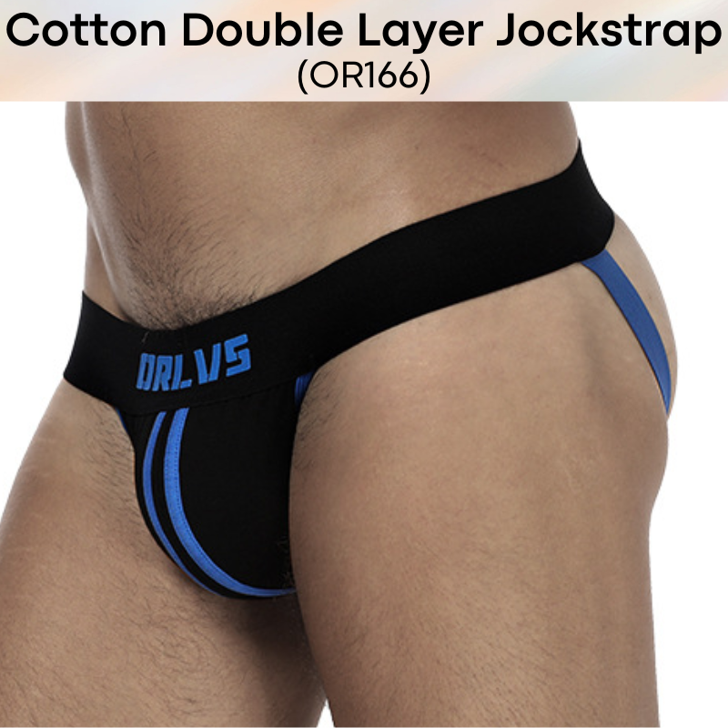 Men's Jockstrap: Cotton Double Layer 3D Pouch Jockstrap Underwear (OR166)