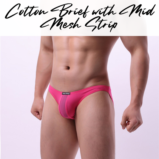 Men's Brief: Cotton Brief with Mid Mesh Strip Front-Rear (BP1208)