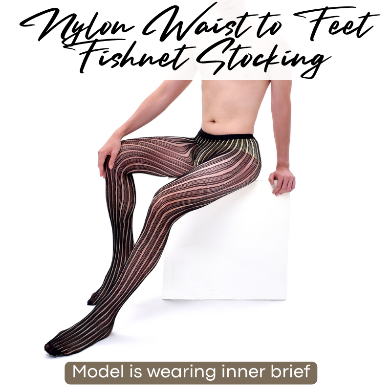 Men's Stocking: Nylon Fishnet Waist to Feet Body Stocking (CMK027)