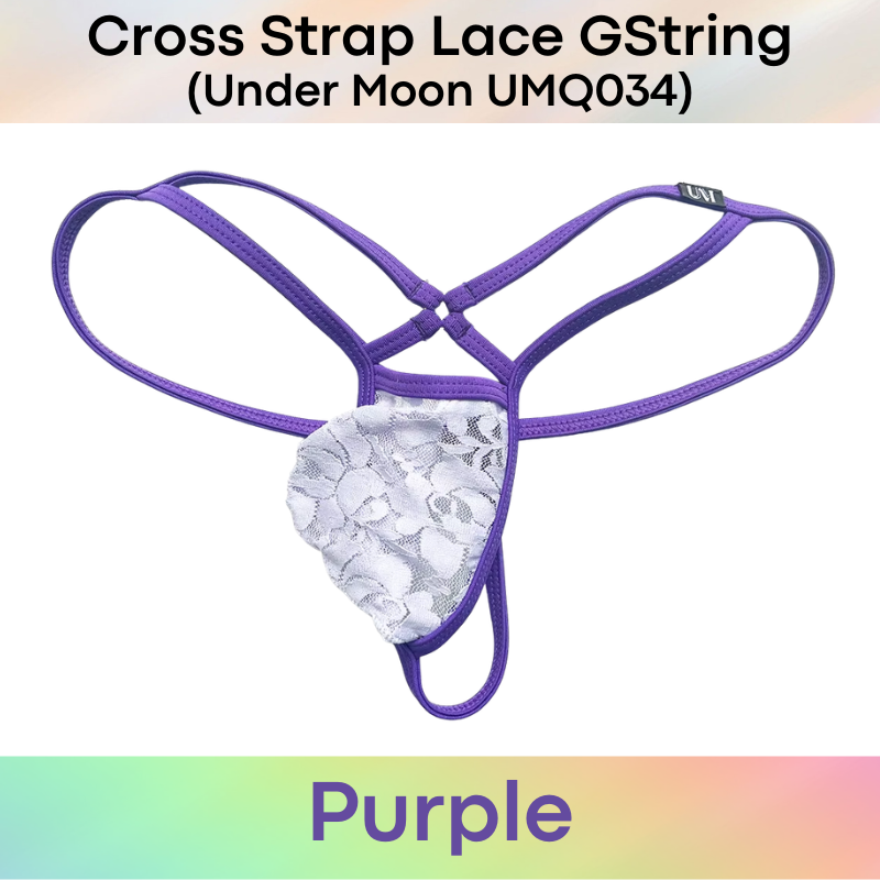 Men's GString: Nylon Sheer Lace 3D Convex Pouch Low Waist GString Underwear (UMQ034)