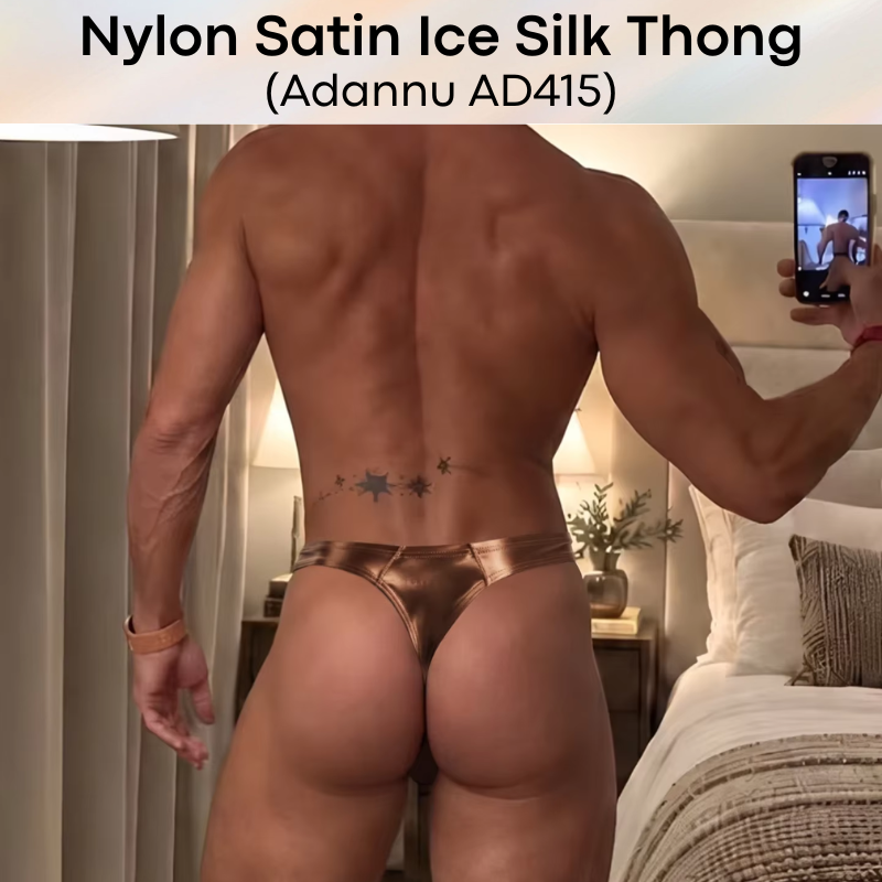 Men's Thong: Nylon Satin Ice Silk Thong Underwear (AD415)