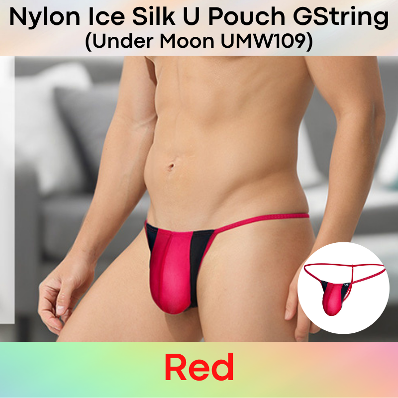 Men's GString: Nylon Ice Silk Translucent U Pouch Thong Underwear (UMW109)