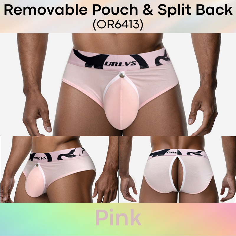 Men's Brief: Modal Fabric Brief with Removable Pouch and Slit Open Back Underwear (OR6413)