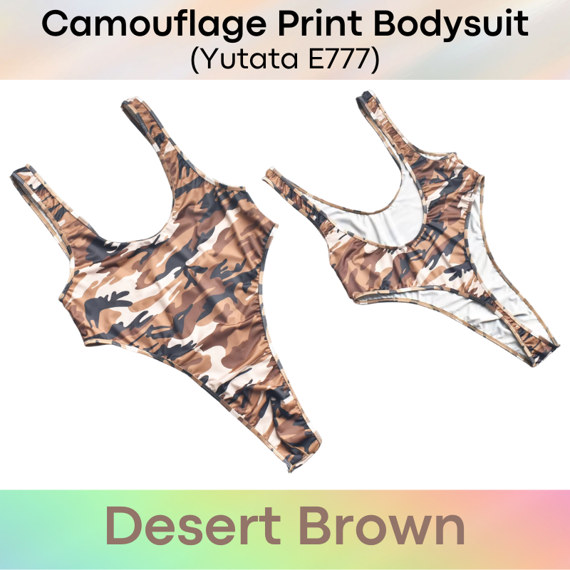Men's Bodysuit: Polyester Camouflage Print Thong Bodysuit Underwear (E777)