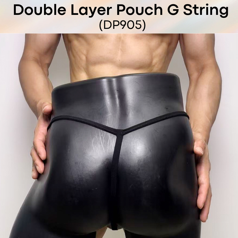 Mens GString: Polyester Double Layer Large Front Pouch GString Underwear (DP905)