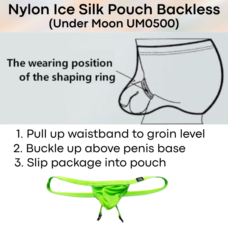 Men's GString: Nylon Ice Silk Pouch with Groin Buckle Backless Freedom Underwear (UM0500)
