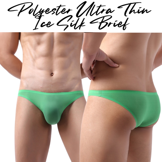 Men's Brief: Polyester Ice Silk Ultra Thin No Line Brief Underwear Underwear (F2201)