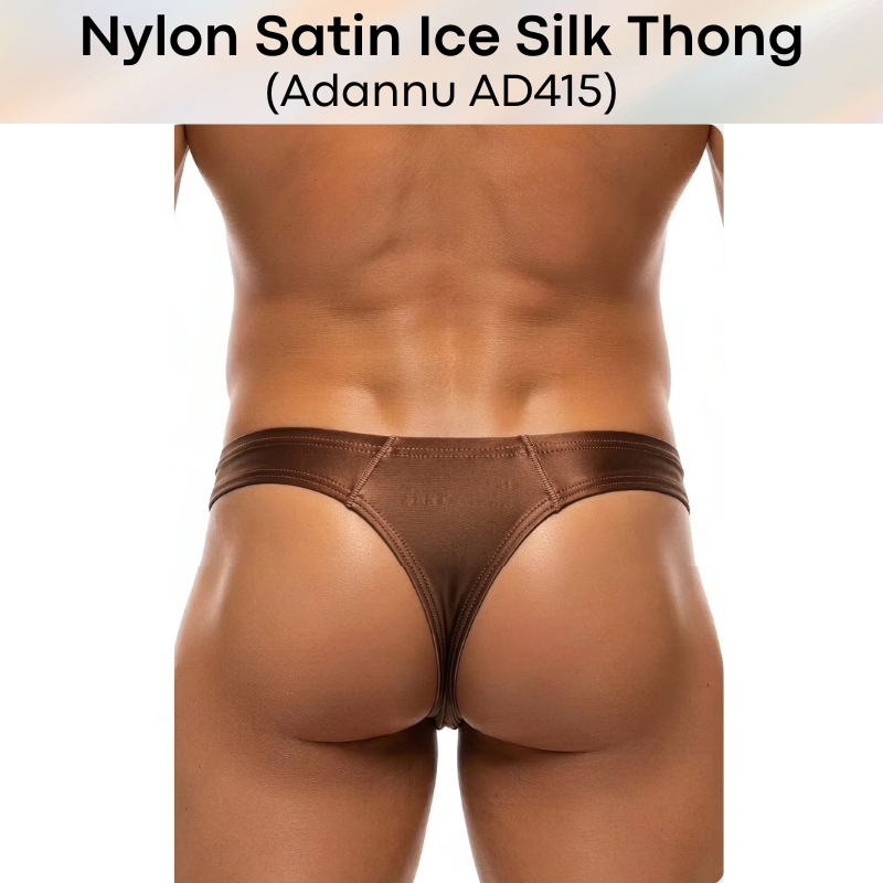 Men's Thong: Nylon Satin Ice Silk Thong Underwear (AD415)