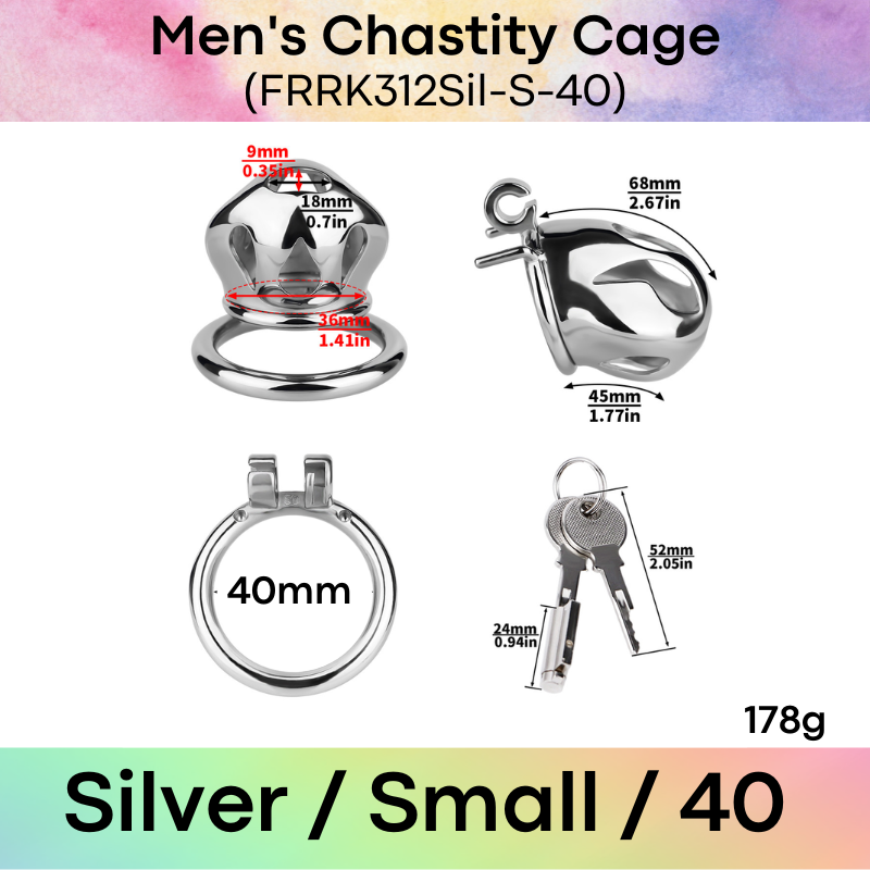 Adult Toy: Men's 304 Stainless Steel Cobra Head Chastity Cage (FRRK312)