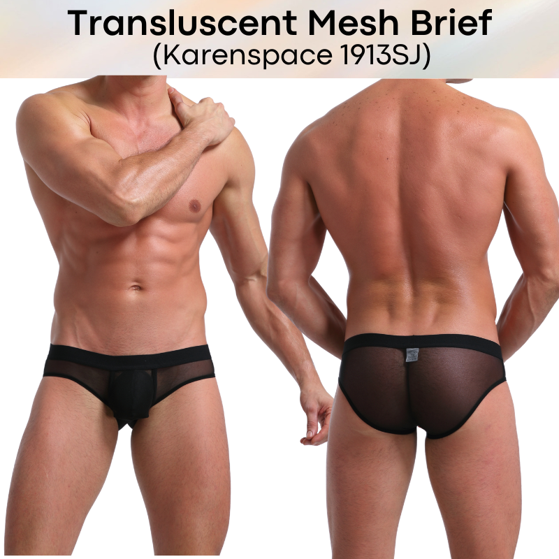 Men's Brief: Polyester Translucent Mesh Brief Underwear (KS1913SJ)