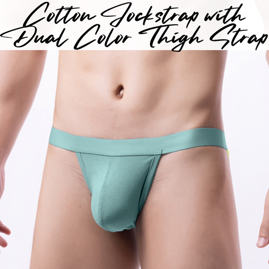 Men's Jockstrap: Cotton Jockstrap with Dual Color Strap Band (WJ4038SD)