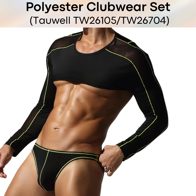 Lifestyle: Men's Polyester Cropped Top and Brief Underwear Clubwear Set (TW26704/TW26105)