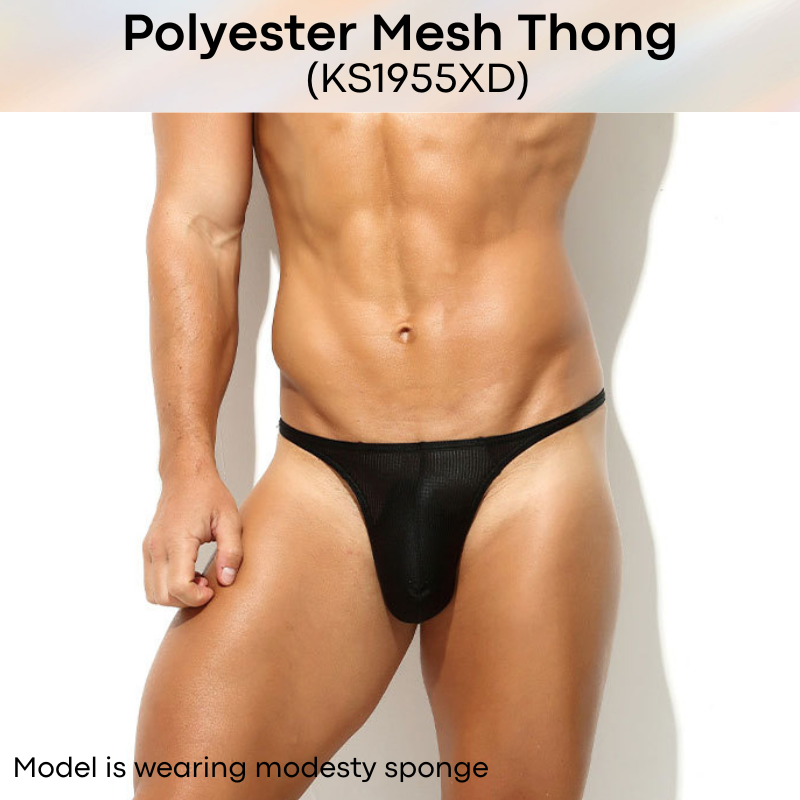 Men's Thong: Polyester Mesh Thong Underwear (KS1955XD)