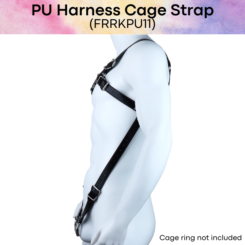 Adult Toy: PU Leather Harness Body Strap for Penis Ring or Chastity Cage Ring (FRRKPU11)