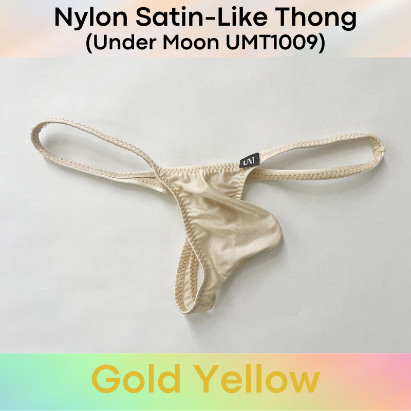 Men's Thong: Nylon Satin-Like Convex Pouch Low Waist Thong Underwear (UMT1009)